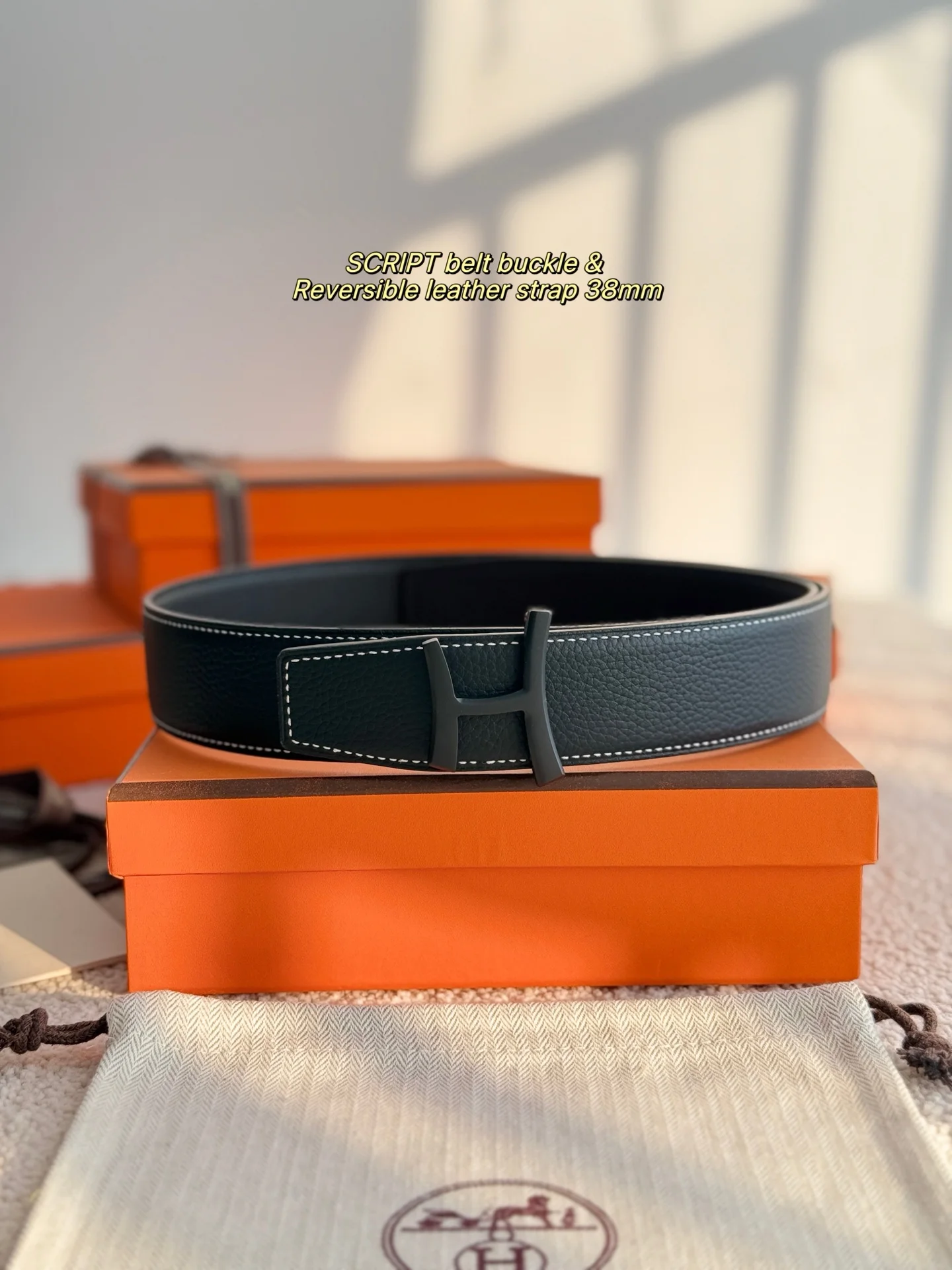 HERMES Belts Togo Leather One Size 3.8cm Width A70202608050489 - Image 3