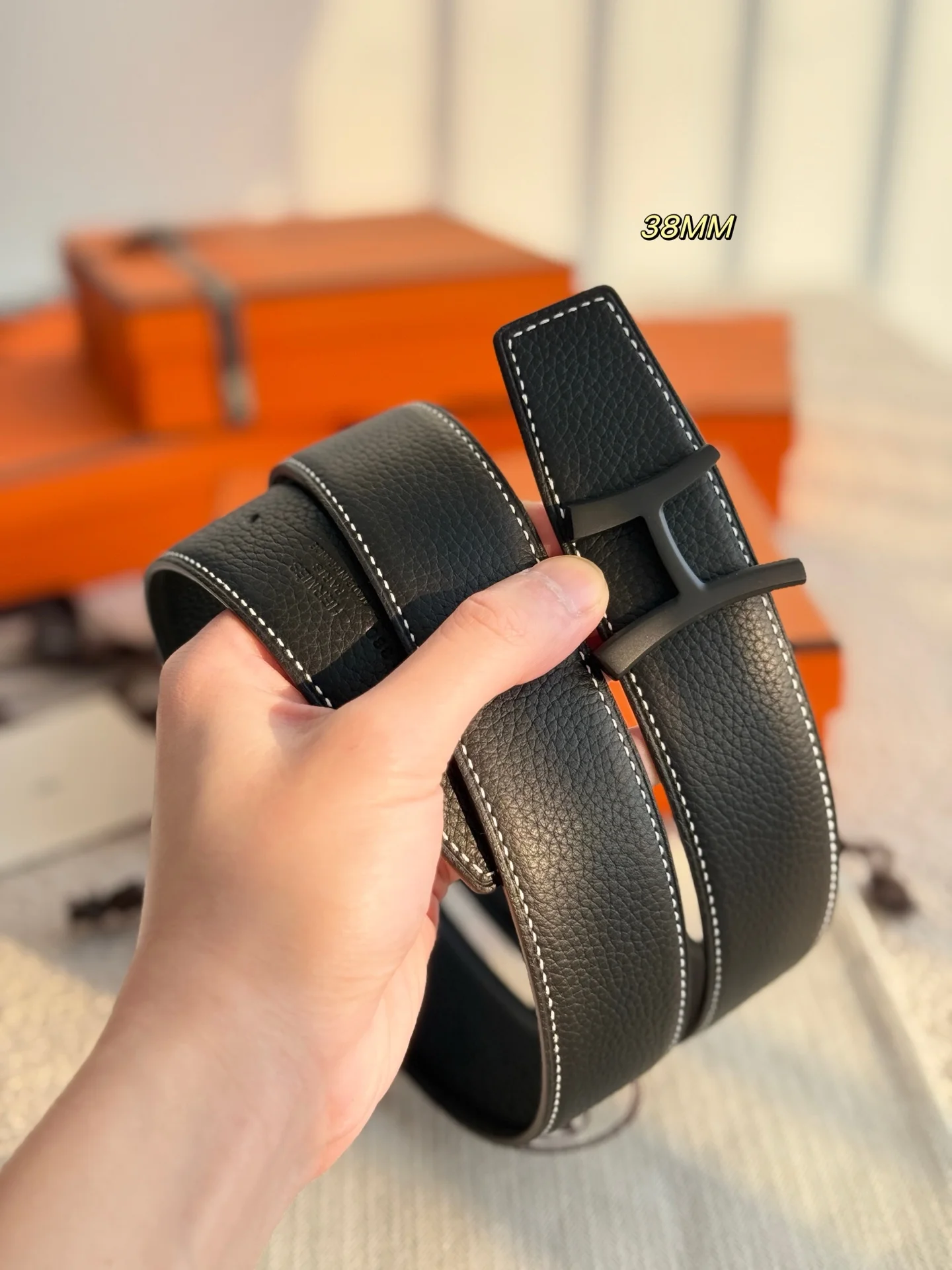 HERMES Belts Togo Leather One Size 3.8cm Width A70202608050489 - Image 4