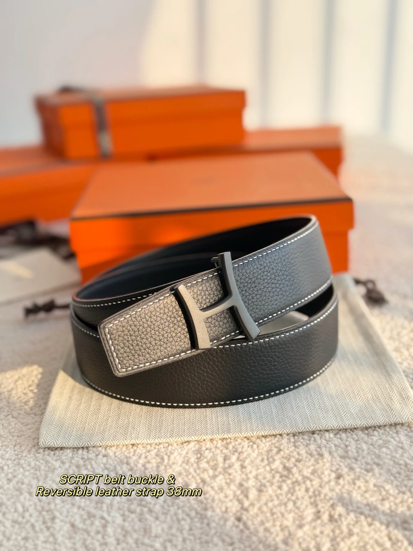 HERMES Belts Togo Leather One Size 3.8cm Width A70202608050489 - Image 5