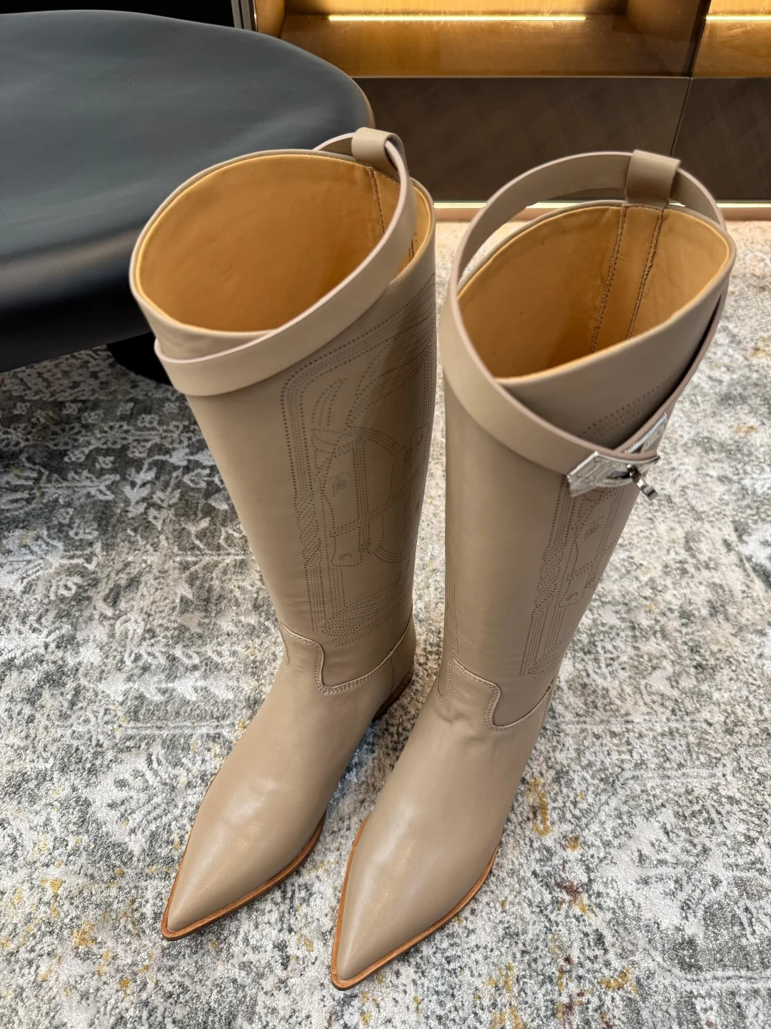 HERMES Boots Calf Leather EU35-40 F40202608030261 - Image 3
