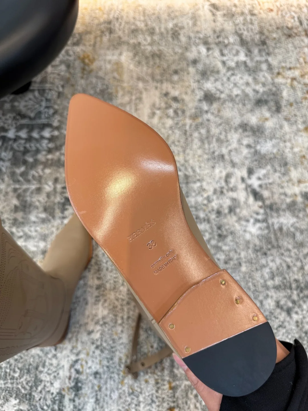 HERMES Boots Calf Leather EU35-40 F40202608030261 - Image 6
