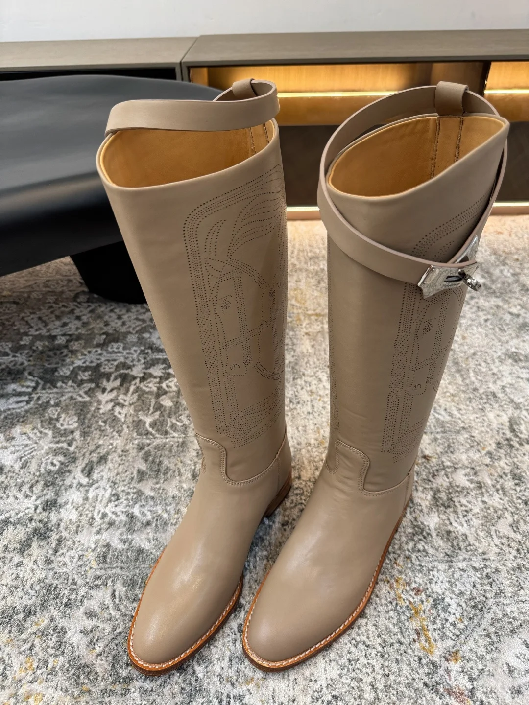 HERMES Boots Calfskin Leather EU35-40 F40202608030256 - Image 3