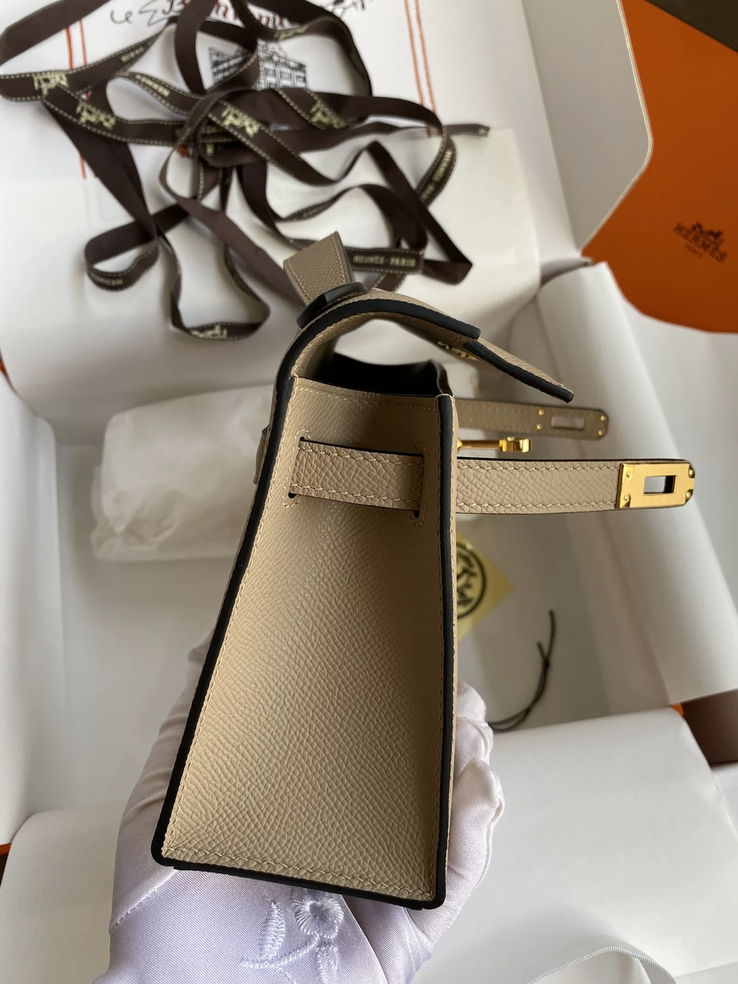 HERMES Clutches Bags Epsom Leather (Beige-Gold) 22CM F50202608090218 - Image 7