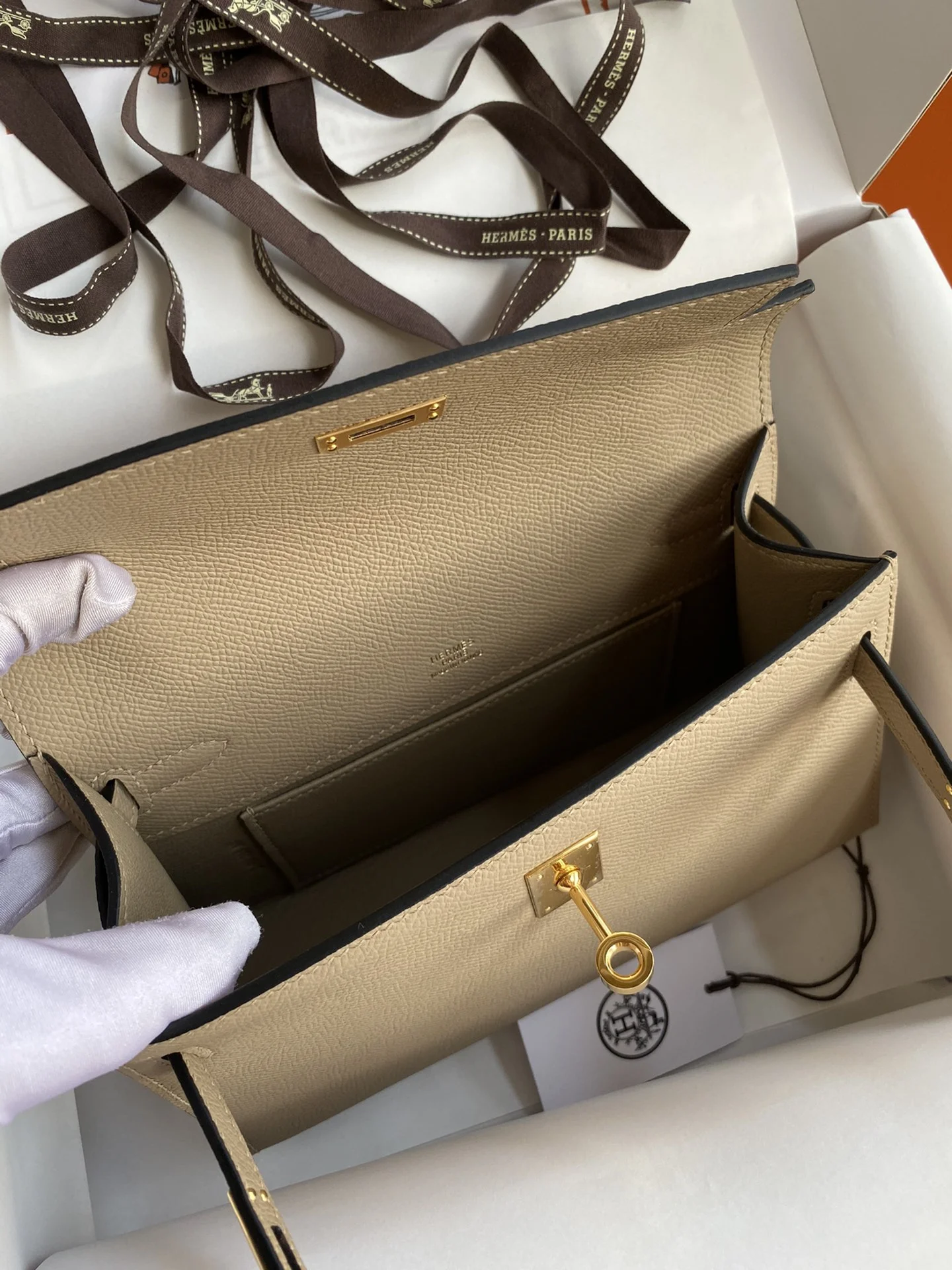 HERMES Clutches Bags Epsom Leather (Beige-Gold) 22CM F50202608090218 - Image 8