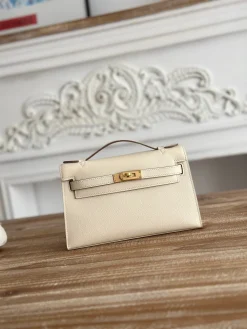 HERMES Clutches Bags Epsom Leather (Beige-Gold) 22XCM F50202608090147