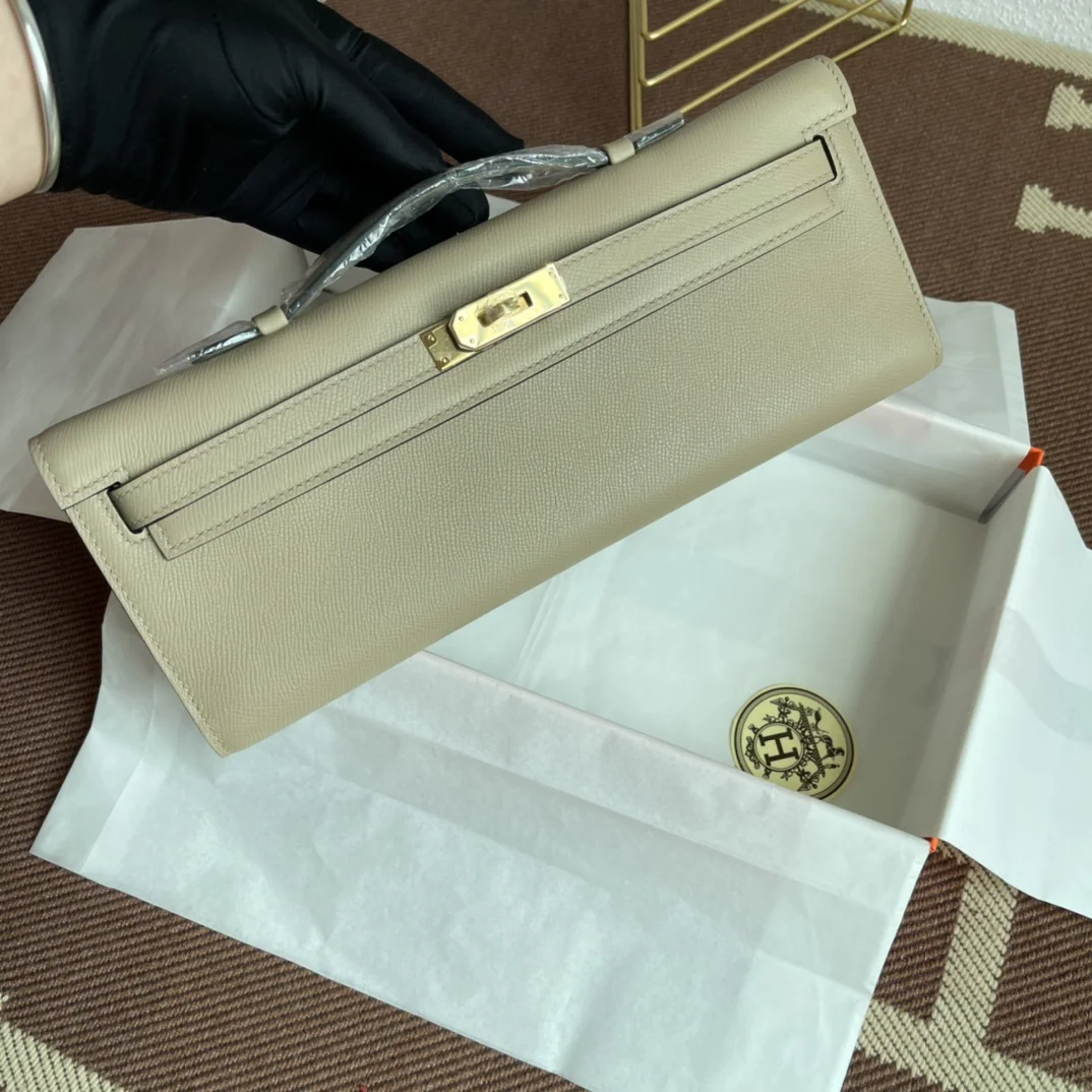HERMES Clutches Bags Epsom Leather (Beige-Gold) 31X14X3CM H00202608091080 - Image 3