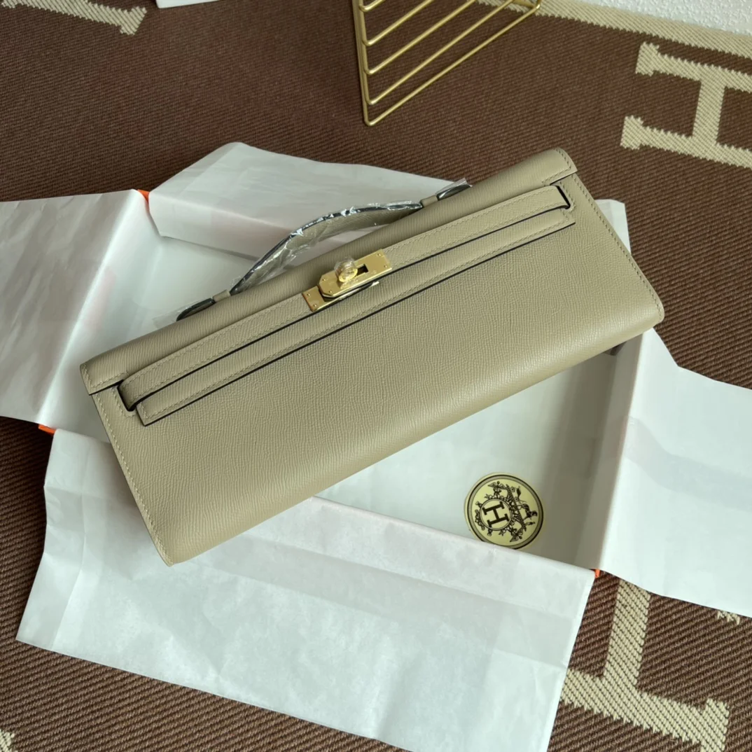 HERMES Clutches Bags Epsom Leather (Beige-Gold) 31X14X3CM H00202608091080 - Image 4