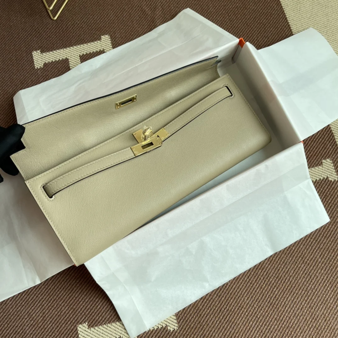 HERMES Clutches Bags Epsom Leather (Beige-Gold) 31X14X3CM H00202608091080 - Image 8