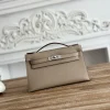 HERMES Clutches Bags Epsom Leather (Beige-Silver) 22CM F50202608090134