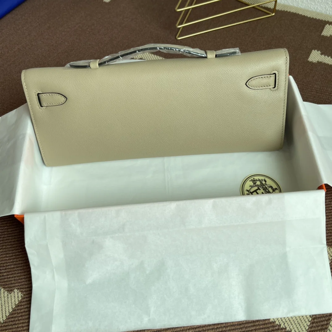 HERMES Clutches Bags Epsom Leather (Beige-Silver) 31X14X3CM H00202608091079 - Image 2