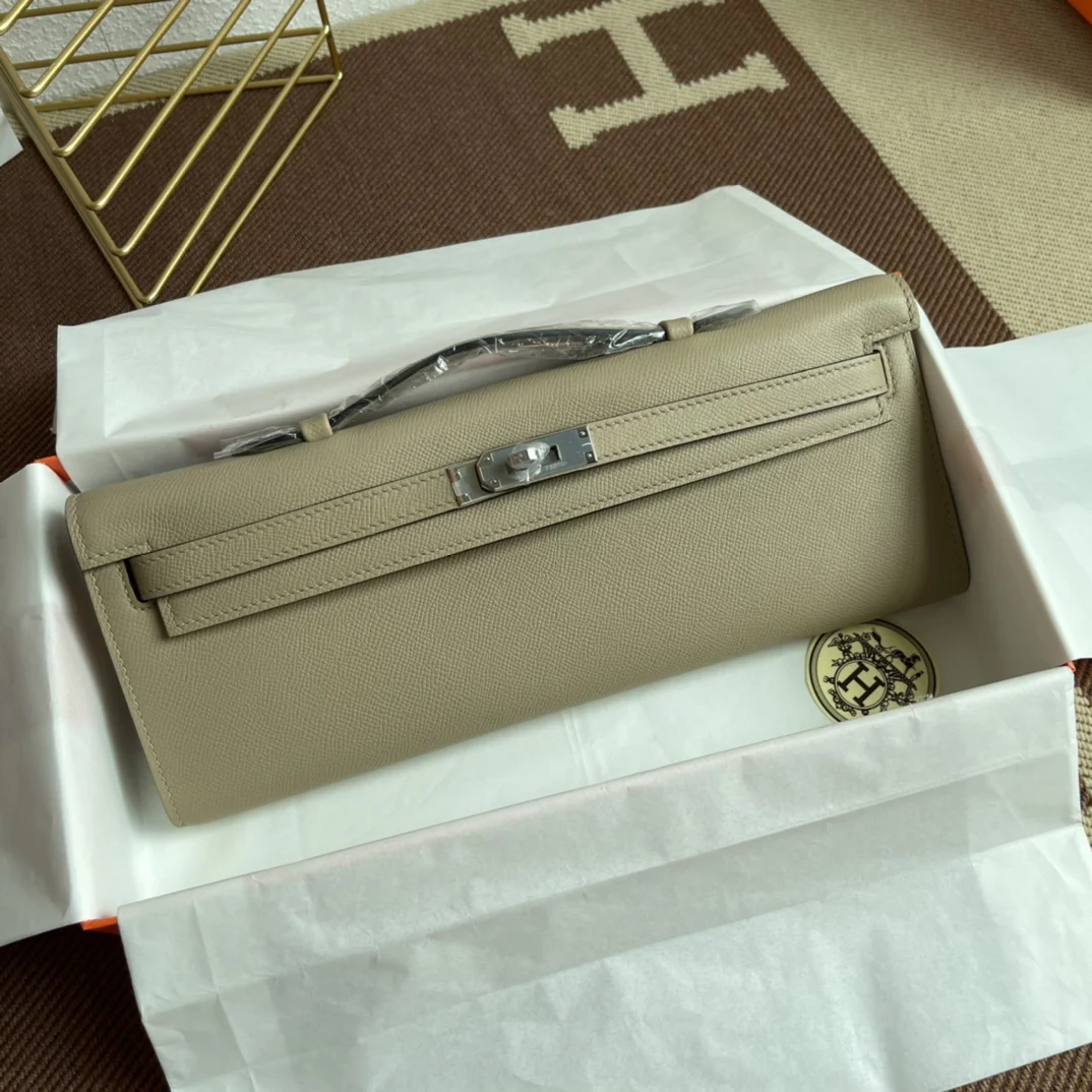 HERMES Clutches Bags Epsom Leather (Beige-Silver) 31X14X3CM H00202608091079 - Image 3