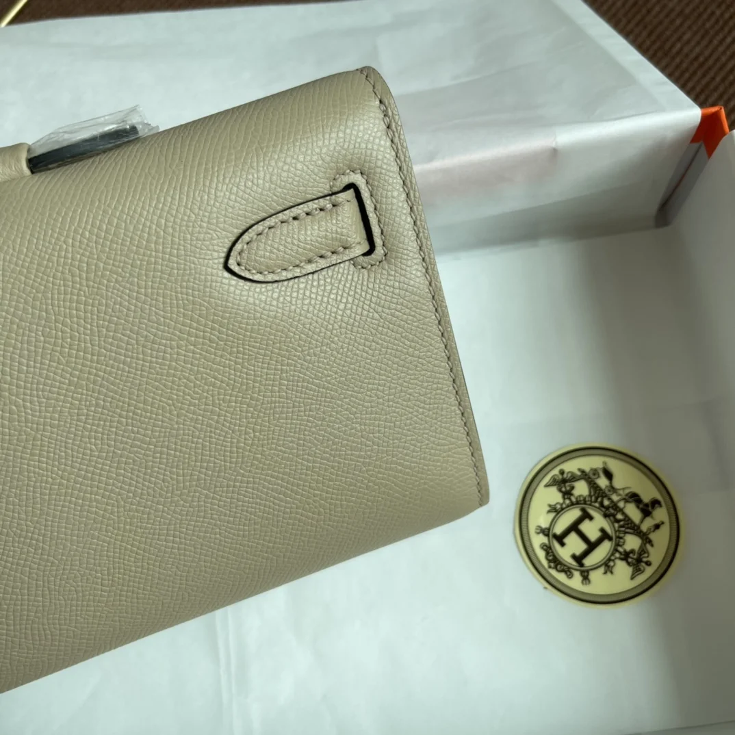 HERMES Clutches Bags Epsom Leather (Beige-Silver) 31X14X3CM H00202608091079 - Image 5