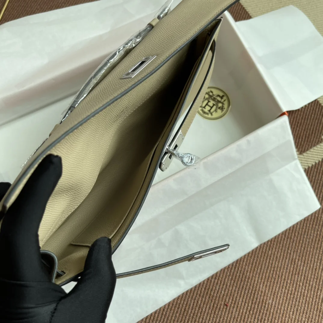HERMES Clutches Bags Epsom Leather (Beige-Silver) 31X14X3CM H00202608091079 - Image 9