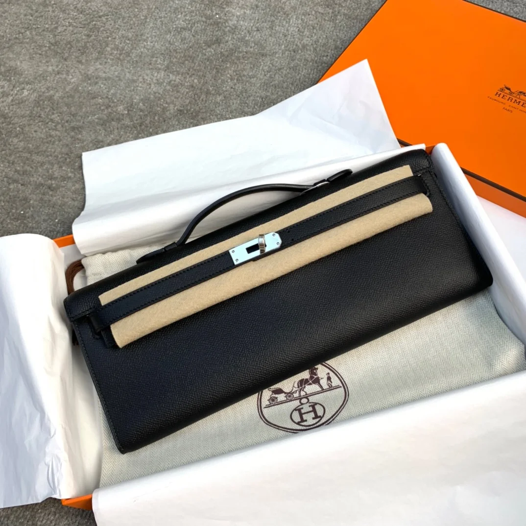 HERMES Clutches Bags Epsom Leather (Black-Gold) 31CM H00202608091050