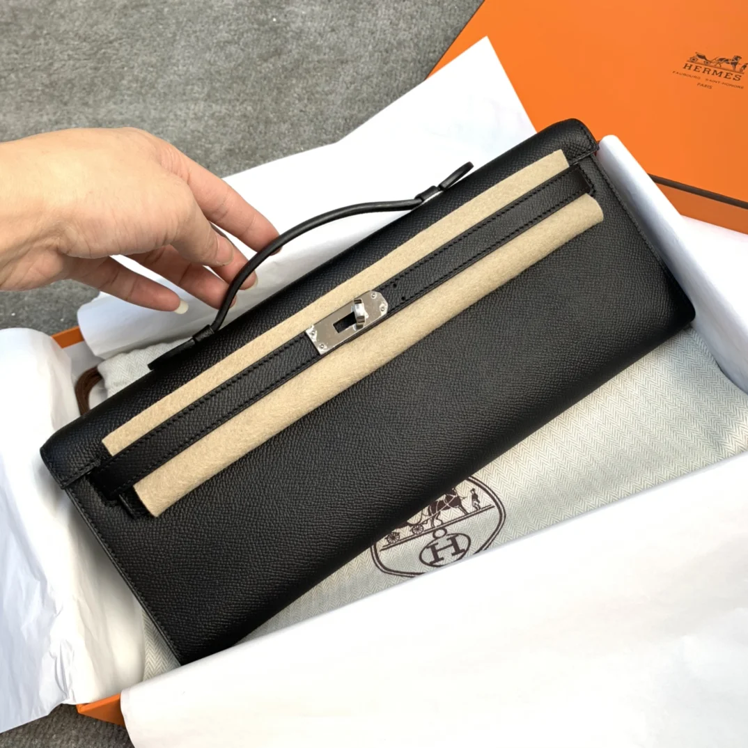 HERMES Clutches Bags Epsom Leather (Black-Gold) 31CM H00202608091050 - Image 2