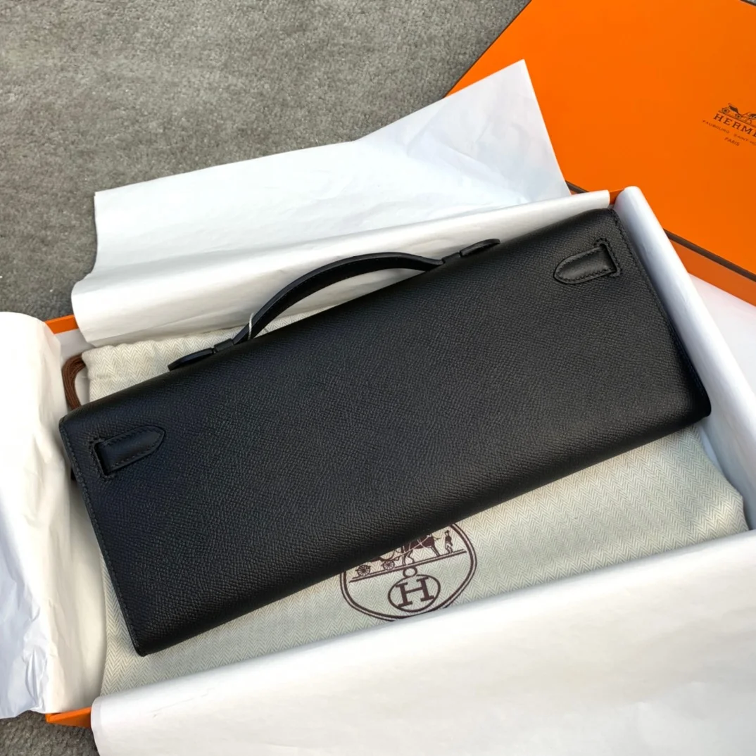 HERMES Clutches Bags Epsom Leather (Black-Gold) 31CM H00202608091050 - Image 6