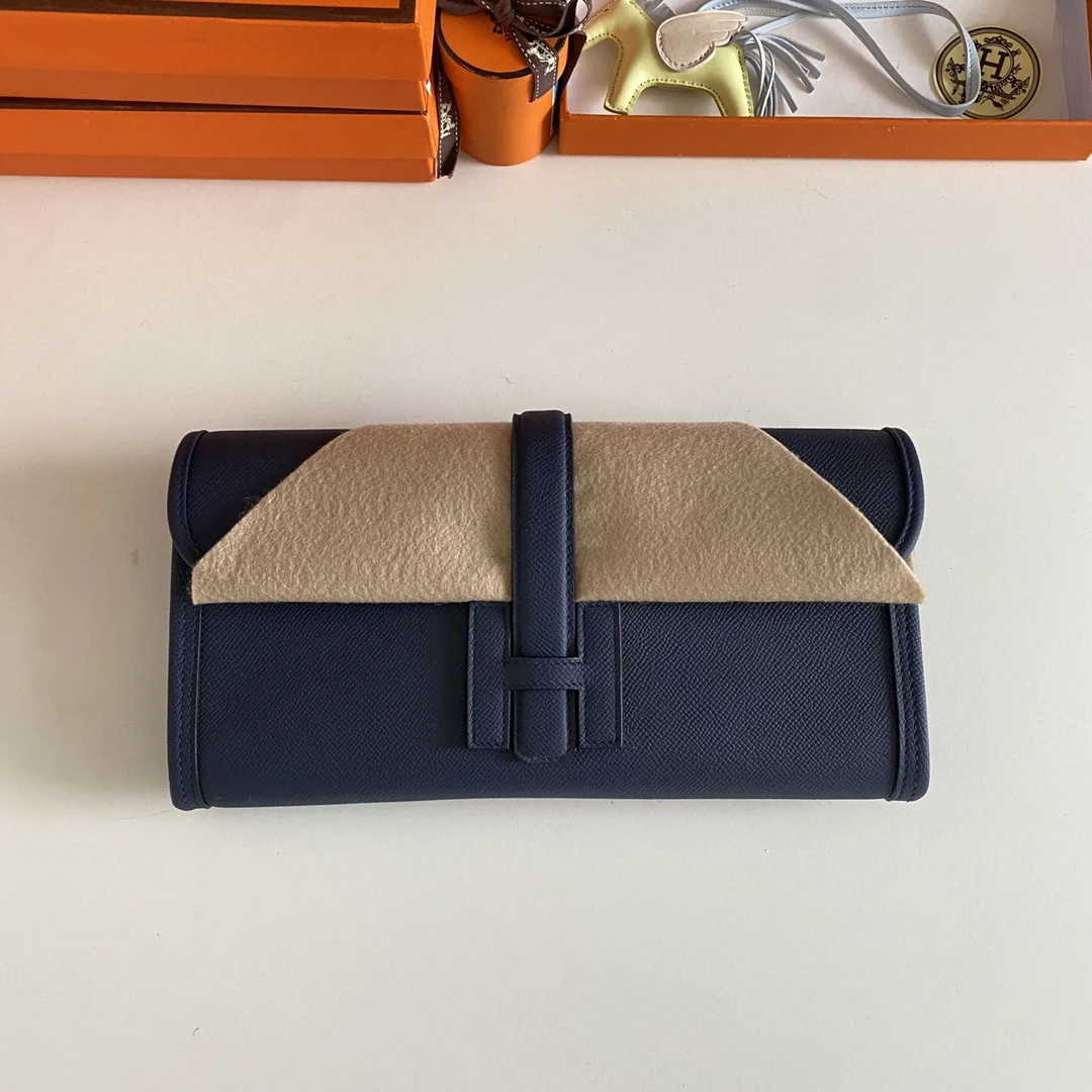 HERMES Clutches Bags Epsom Leather (Blue-Beige) 29CM H00202608091118