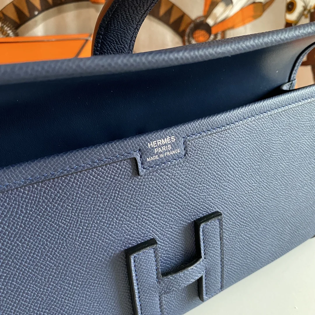 HERMES Clutches Bags Epsom Leather (Blue-Beige) 29CM H00202608091118 - Image 9