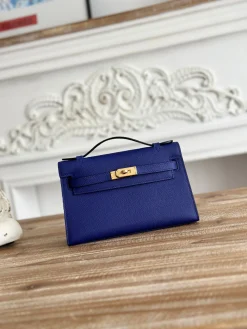 HERMES Clutches Bags Epsom Leather (Blue-Gold) 22CM F50202608090158