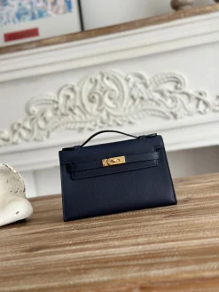 HERMES Clutches Bags Epsom Leather (Blue-Gold) 22CM F50202608090166