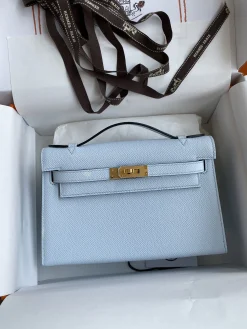 HERMES Clutches Bags Epsom Leather (Blue-Gold) 22CM F50202608090212