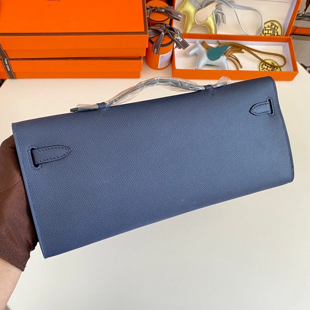 HERMES Clutches Bags Epsom Leather (Blue-Gold) 31CM H00202608091098 - Image 3