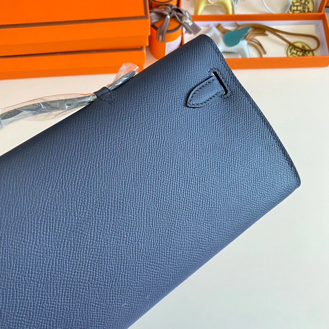 HERMES Clutches Bags Epsom Leather (Blue-Gold) 31CM H00202608091098 - Image 4