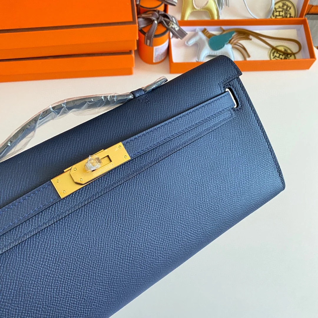 HERMES Clutches Bags Epsom Leather (Blue-Gold) 31CM H00202608091098 - Image 5
