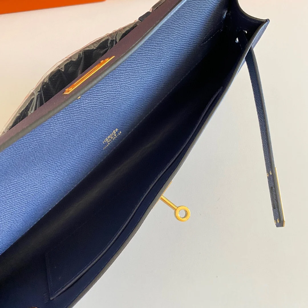 HERMES Clutches Bags Epsom Leather (Blue-Gold) 31CM H00202608091098 - Image 6