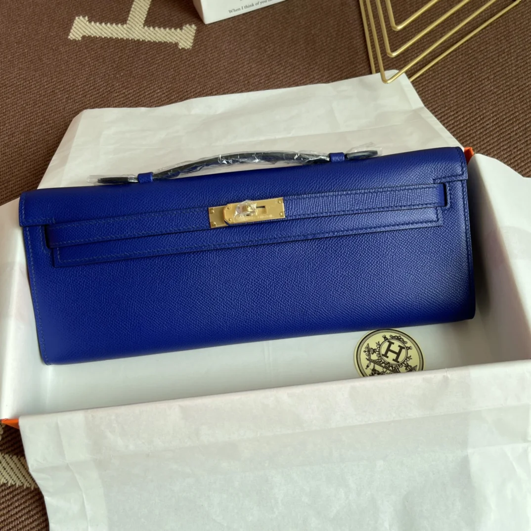 HERMES Clutches Bags Epsom Leather (Blue-Gold) 31X14X3CM H00202608091059 - Image 2