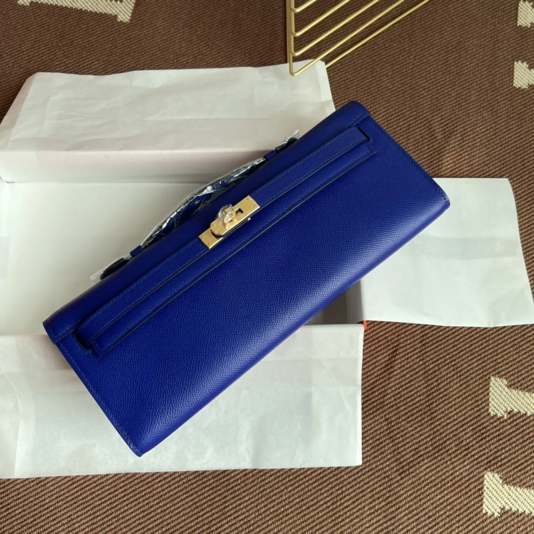 HERMES Clutches Bags Epsom Leather (Blue-Gold) 31X14X3CM H00202608091059 - Image 4