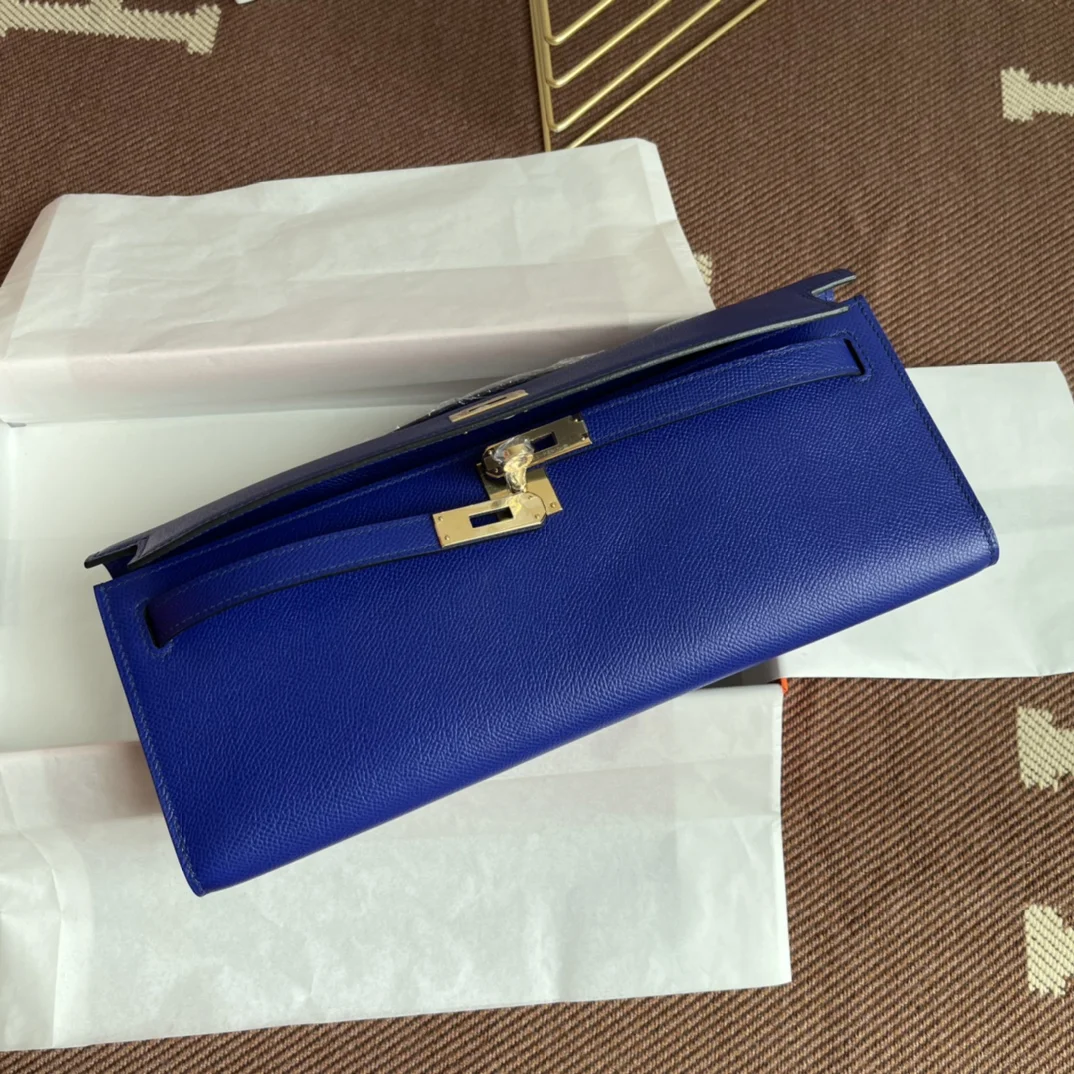 HERMES Clutches Bags Epsom Leather (Blue-Gold) 31X14X3CM H00202608091059 - Image 7