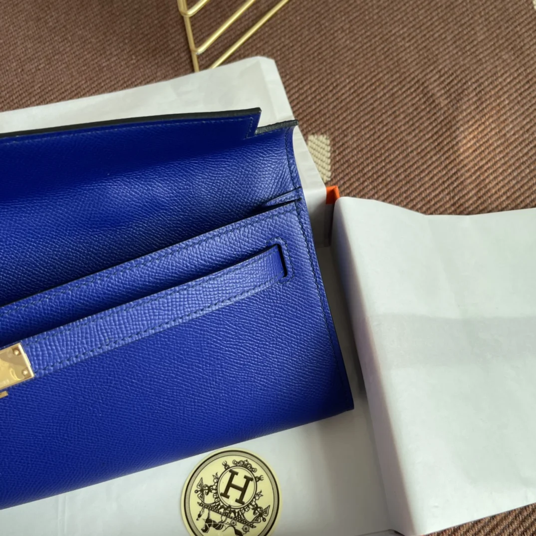 HERMES Clutches Bags Epsom Leather (Blue-Gold) 31X14X3CM H00202608091059 - Image 8