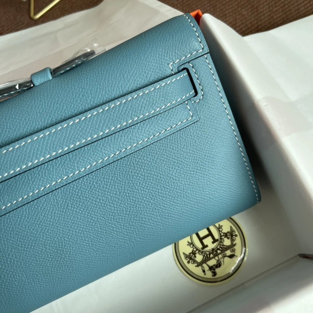 HERMES Clutches Bags Epsom Leather (Blue-Gold) 31X14X3CM H00202608091076 - Image 5