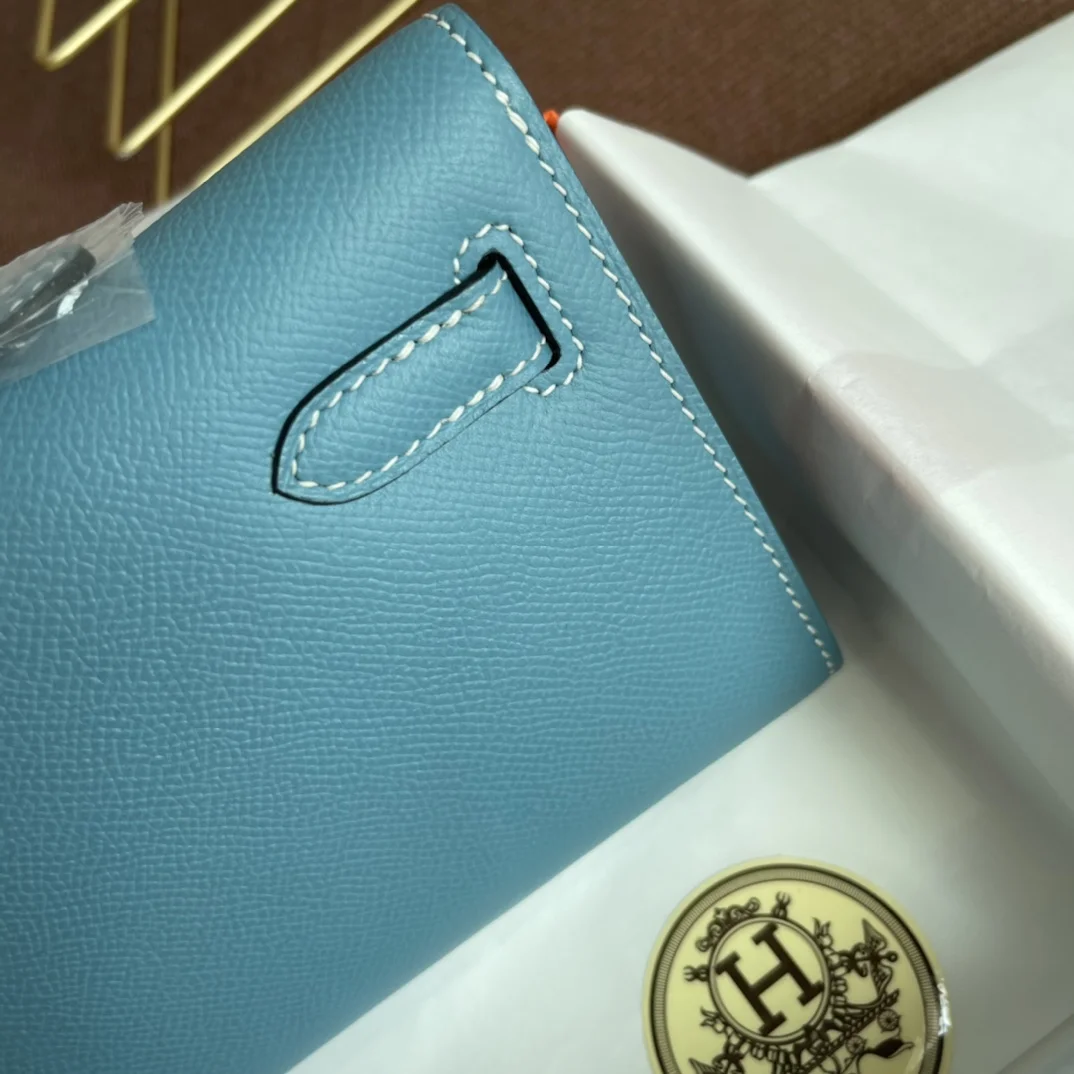 HERMES Clutches Bags Epsom Leather (Blue-Gold) 31X14X3CM H00202608091076 - Image 6