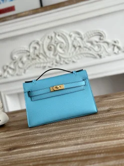 HERMES Clutches Bags Epsom Leather (Blue-Gold) One Size F50202608090156