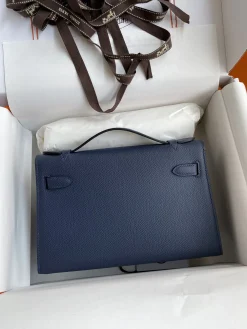 Alternative view of HERMES Clutches Bags Epsom Leather (Blue-Silver) 22CM F50202608090205