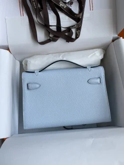 Alternative view of HERMES Clutches Bags Epsom Leather (Blue-Silver) 22CM F50202608090213