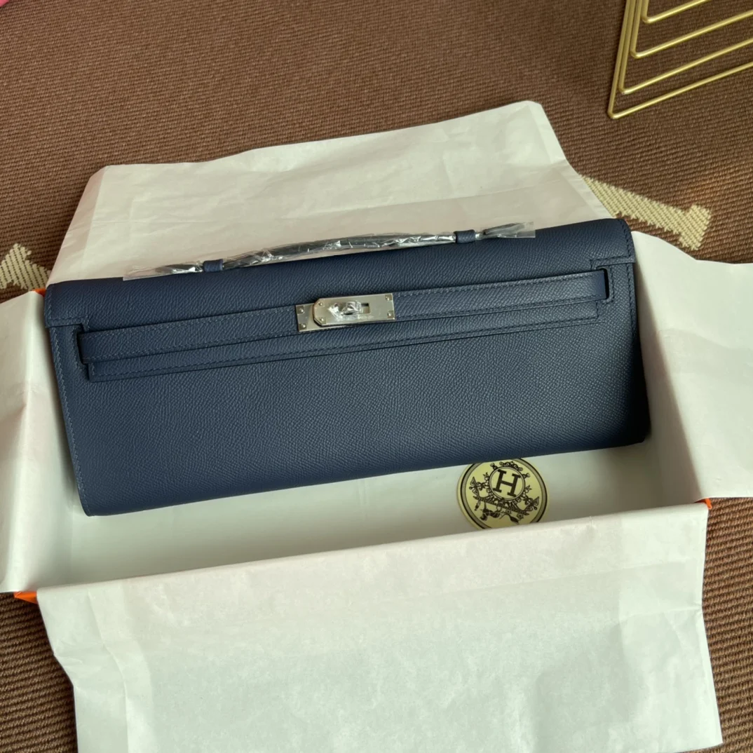 HERMES Clutches Bags Epsom Leather (Blue-Silver) 31X14X3CM H00202608091052 - Image 2