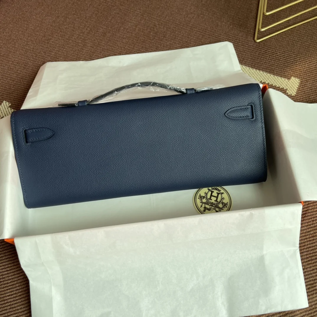 HERMES Clutches Bags Epsom Leather (Blue-Silver) 31X14X3CM H00202608091052 - Image 3