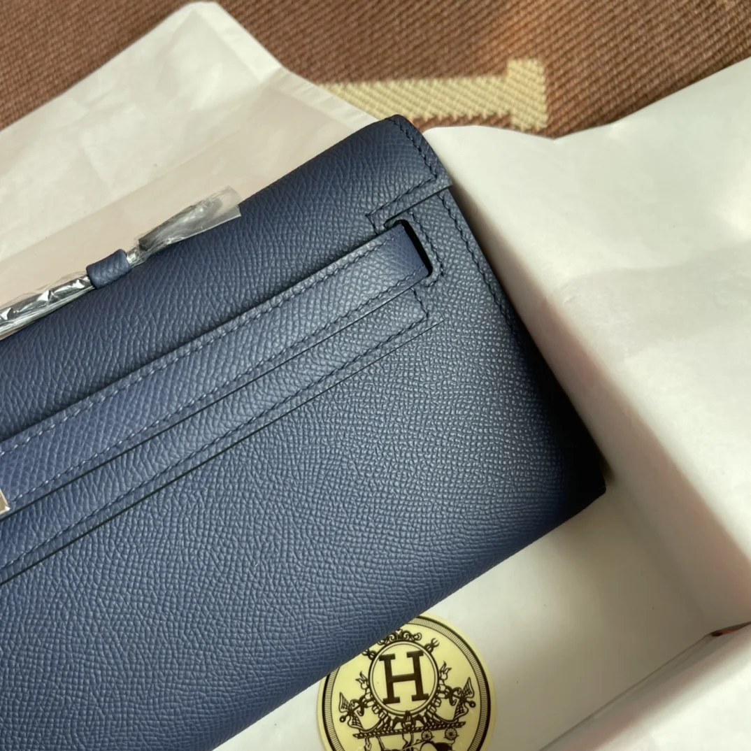HERMES Clutches Bags Epsom Leather (Blue-Silver) 31X14X3CM H00202608091052 - Image 5