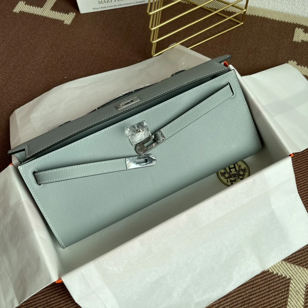 HERMES Clutches Bags Epsom Leather (Blue-Silver) 31X14X3CM H00202608091073 - Image 6