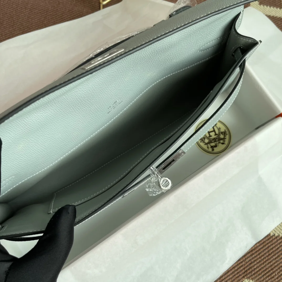 HERMES Clutches Bags Epsom Leather (Blue-Silver) 31X14X3CM H00202608091073 - Image 9
