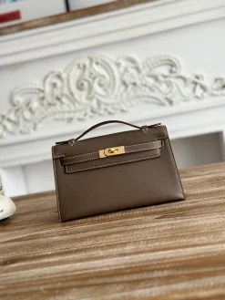 HERMES Clutches Bags Epsom Leather (Brown-Gold) 22XCM F50202608090150
