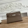 HERMES Clutches Bags Epsom Leather (Brown-Silver) 22CM F50202608090151