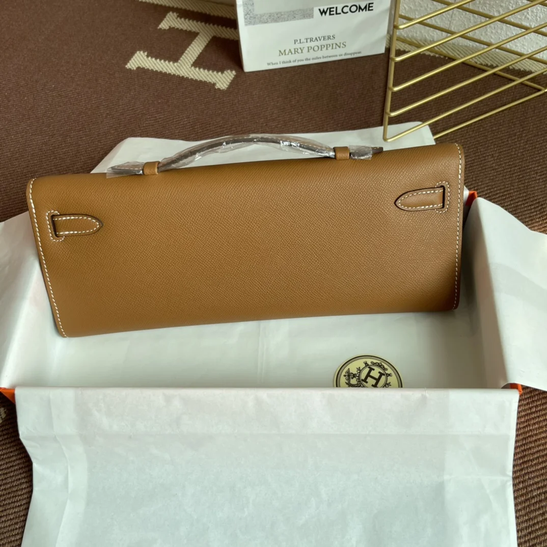HERMES Clutches Bags Epsom Leather (Brown-Silver) 31X14X3CM H00202608091056 - Image 3