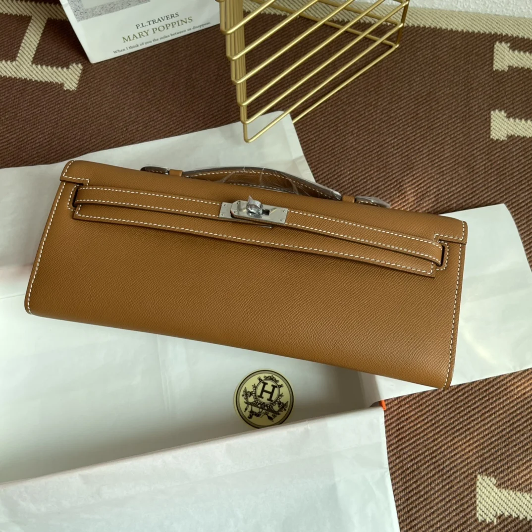 HERMES Clutches Bags Epsom Leather (Brown-Silver) 31X14X3CM H00202608091056 - Image 4