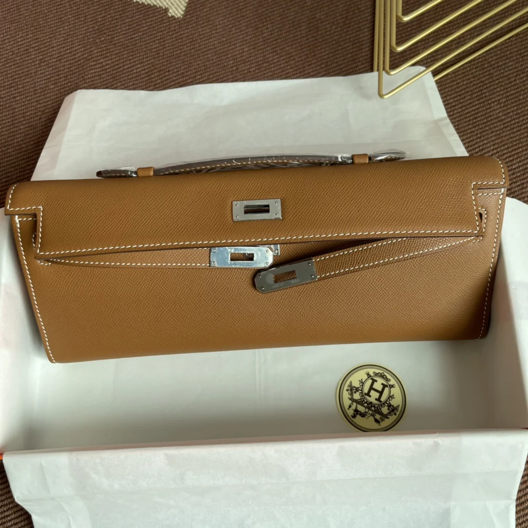HERMES Clutches Bags Epsom Leather (Brown-Silver) 31X14X3CM H00202608091056 - Image 7