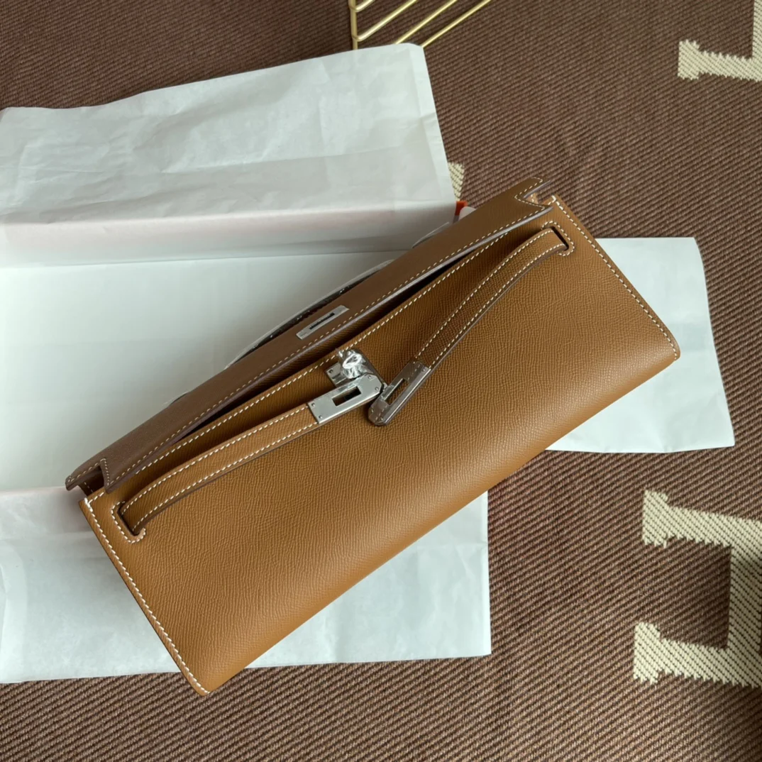 HERMES Clutches Bags Epsom Leather (Brown-Silver) 31X14X3CM H00202608091056 - Image 8