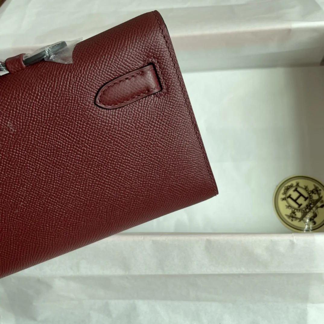 HERMES Clutches Bags Epsom Leather (Burgundy-Gold) 31X14X3CM H00202608091078 - Image 6